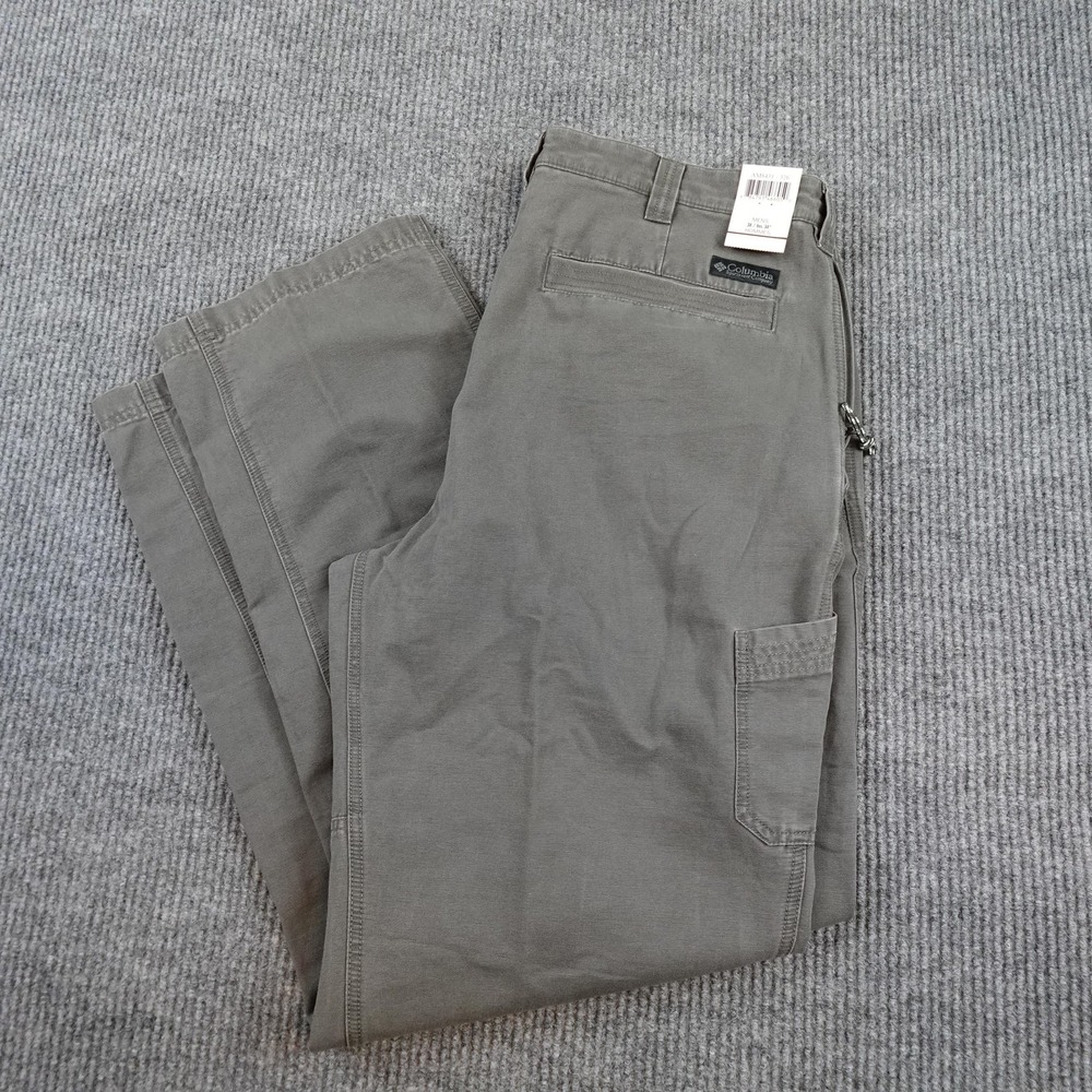 Columbia Cargo Pants Mens 38x34 Green Canvas Relaxed Fit AM8431-326 Hiking